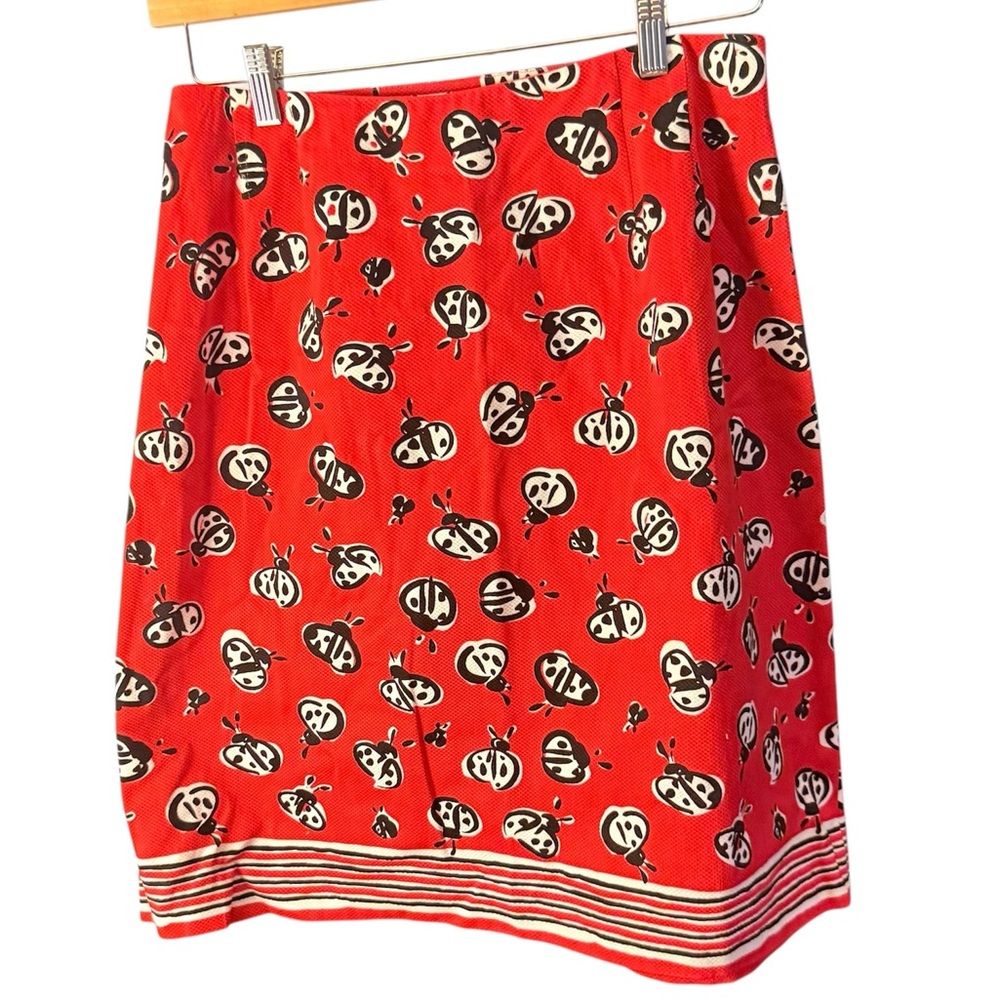 Talbots Ladybug Print Pencil Skirt Red White Black, size 12W